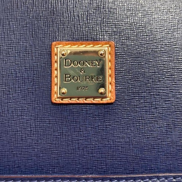 Navy Blue & Tan Leather Tote Bag - Classic Two-Tone Shoulder Bag - Picture 2 of 8